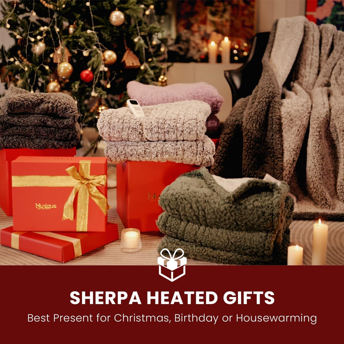 Heated Blanket Electric Blanket Throw - Fast Heating Blanket Throw Double Sided Sherpa Ultra Soft Cozy with 10 Heating Levels & 2-10 Hours Auto Off, Mashine Washable, 50 x 60 Inches, Camel