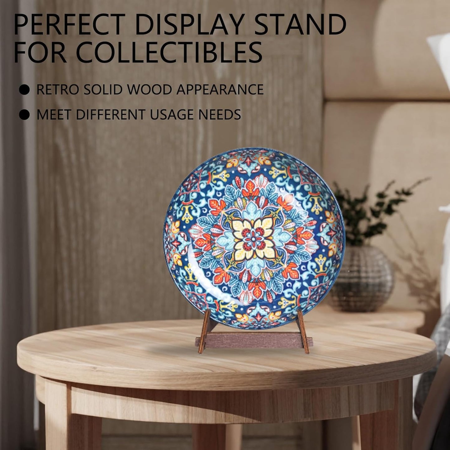 Plate Stands for Display,6 Inch wooden Plate Holder Display Stands,Frame holder stand for Book, Picture,plaque, Decorative Plate, Photo and Platter, Tabletop Art.(2 Pack )