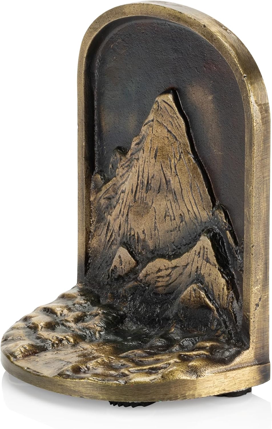 CRAFTSMAN ROAD Cast Iron Mountain Bookends Set, Antique Brass Book Ends, 2 Decorative Book Holders for Shelves or Bookcase, Stylish Brass, Non-Skid Anti-Slip Heavy Duty, Home Décor Gift