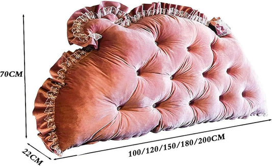 Wedge Body Positioners Pillow, Upholstered Headboard Pillow Triangular Large Pillow Headboard Bedside Cushion Reading Cushion Bed Rest Pillows(Light Pink,150cm)