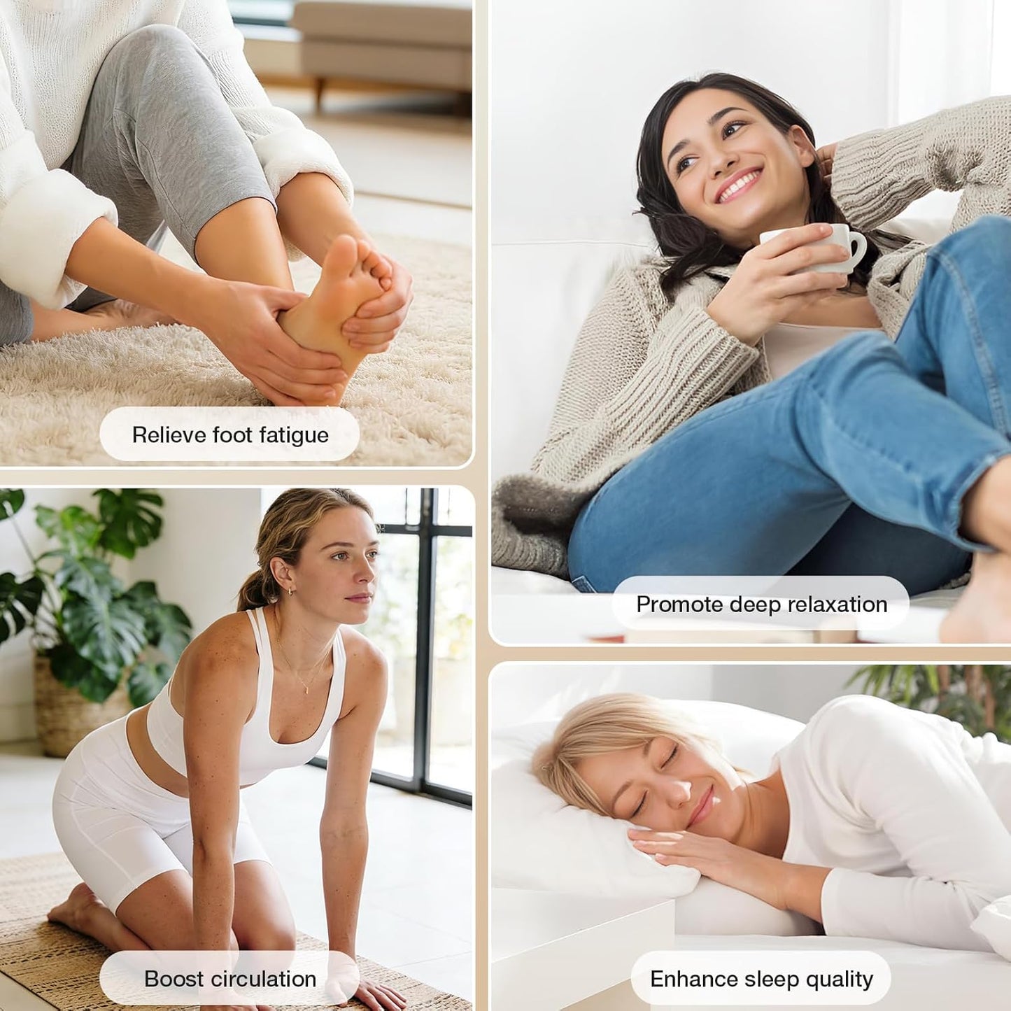 Foot Massager with Heat, Electric Foot Massager Machine for Plantar Fasciitis Neuropathy with Remote Control, Adjustable Vibration and Compression (White)