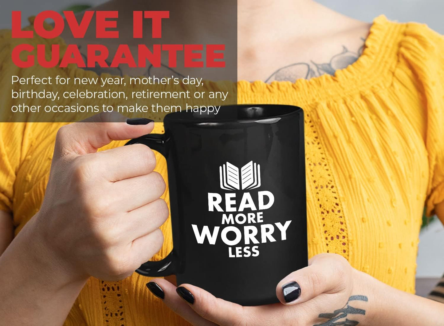 Book Lover Coffee Mug 15oz Black - read more - Literary librarian Literature Bookworm Historian Public Library Curator Bibliophile Bibliolater