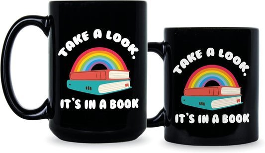 LIBBY'S BENCHMARK27 DESIGNS Take a Look Its in a Book Mug Books Lover Coffee Cup