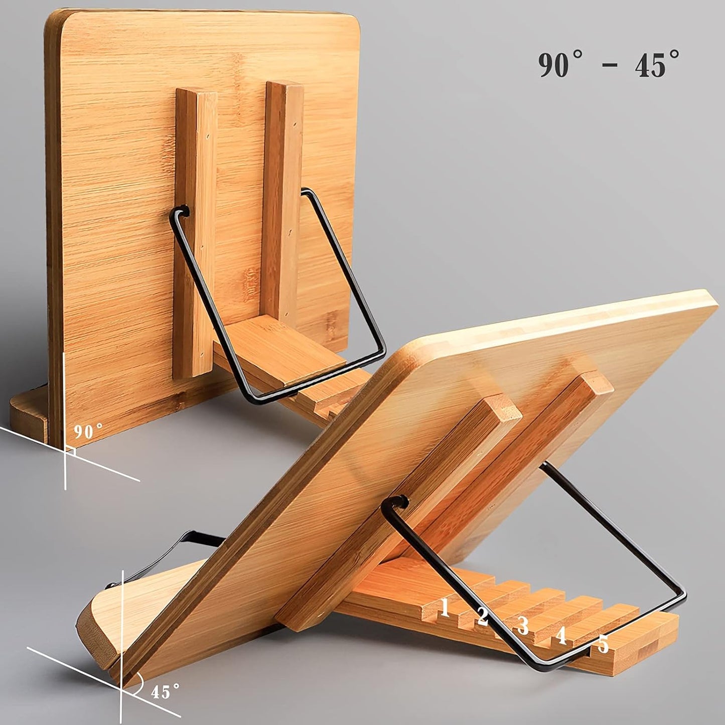 Book Stand Cookbook Stand Holder for Cooking Adjustable Bookstand with Page Clip Tablet Smartphone Recipe Textbook for Display Reading (Size : L) ()