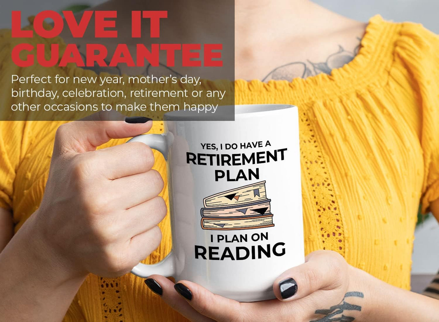 Bubble Hugs Book Lover Coffee Mug 15oz White - Retirement Plan Reading - Reading Retired Coworker Employee Retirement Reader Stack of Books Book Lover Bookish Novelist Librarian Writer