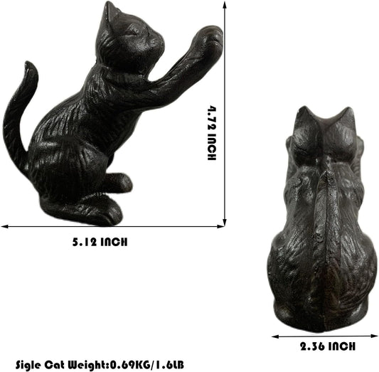 Book Ends for Shelves Decorative, Cast Iron Heavy Duty Bookends for Heavy Book, Unique Cute Cat Bookend for Home/Office Decor, Antique Classic Black 2PCS