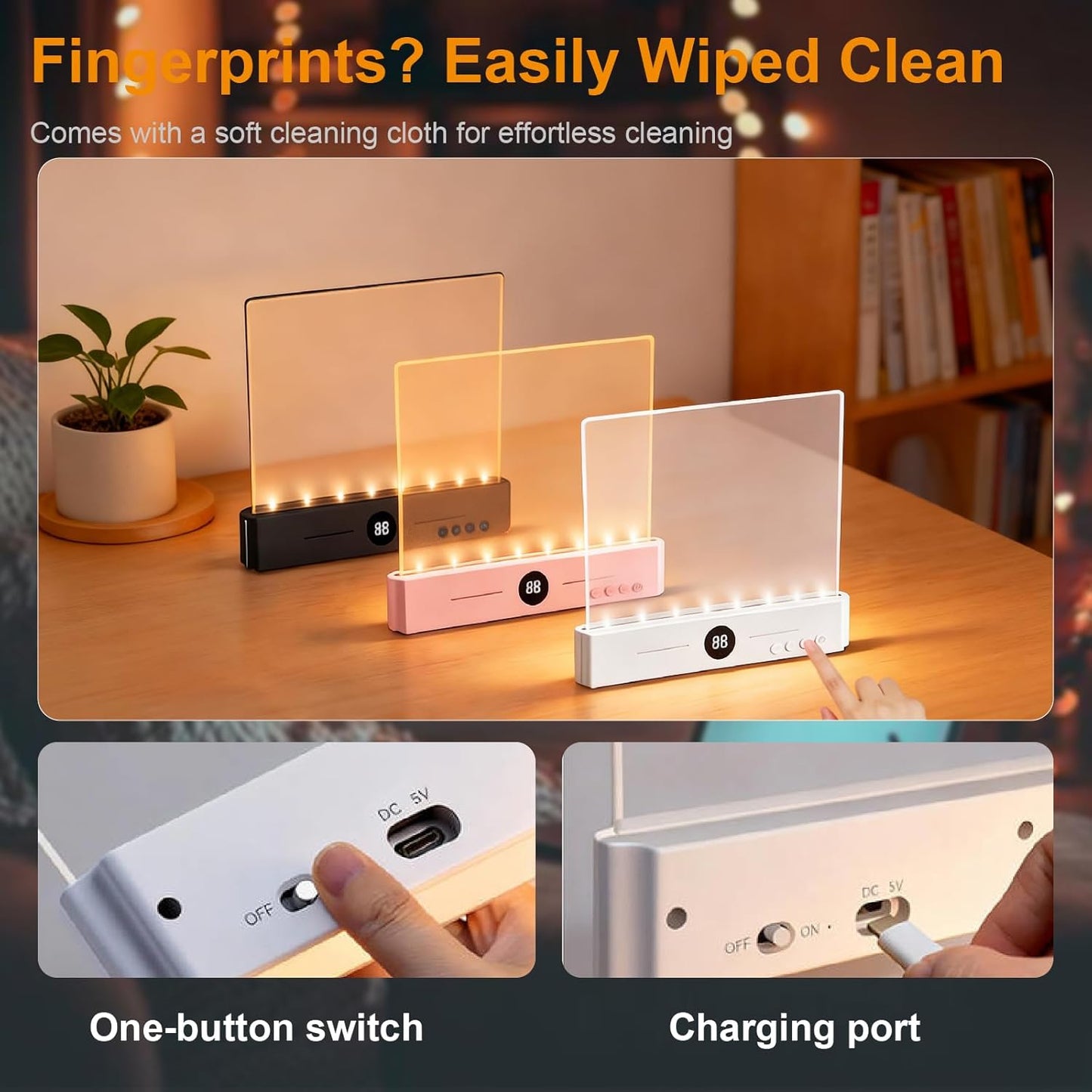 Flat Book Page Lights for Reading at Nights in Bed Rechargeable USB Clear Glow LED Neck Ultra-Thin Lamp Headboard Portable Clip on Panel Readers Kids Women Men Lovers Gifts Accessories (PINK)