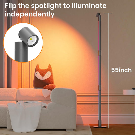 Nisocy RGBWIC LED Corner Floor Lamp – Smart Ambient Light with Bluetooth App & Remote Control, Music Sync, Color Changing, Mood Lighting for Bedroom, Living Room, Gaming Setup, Home Decor