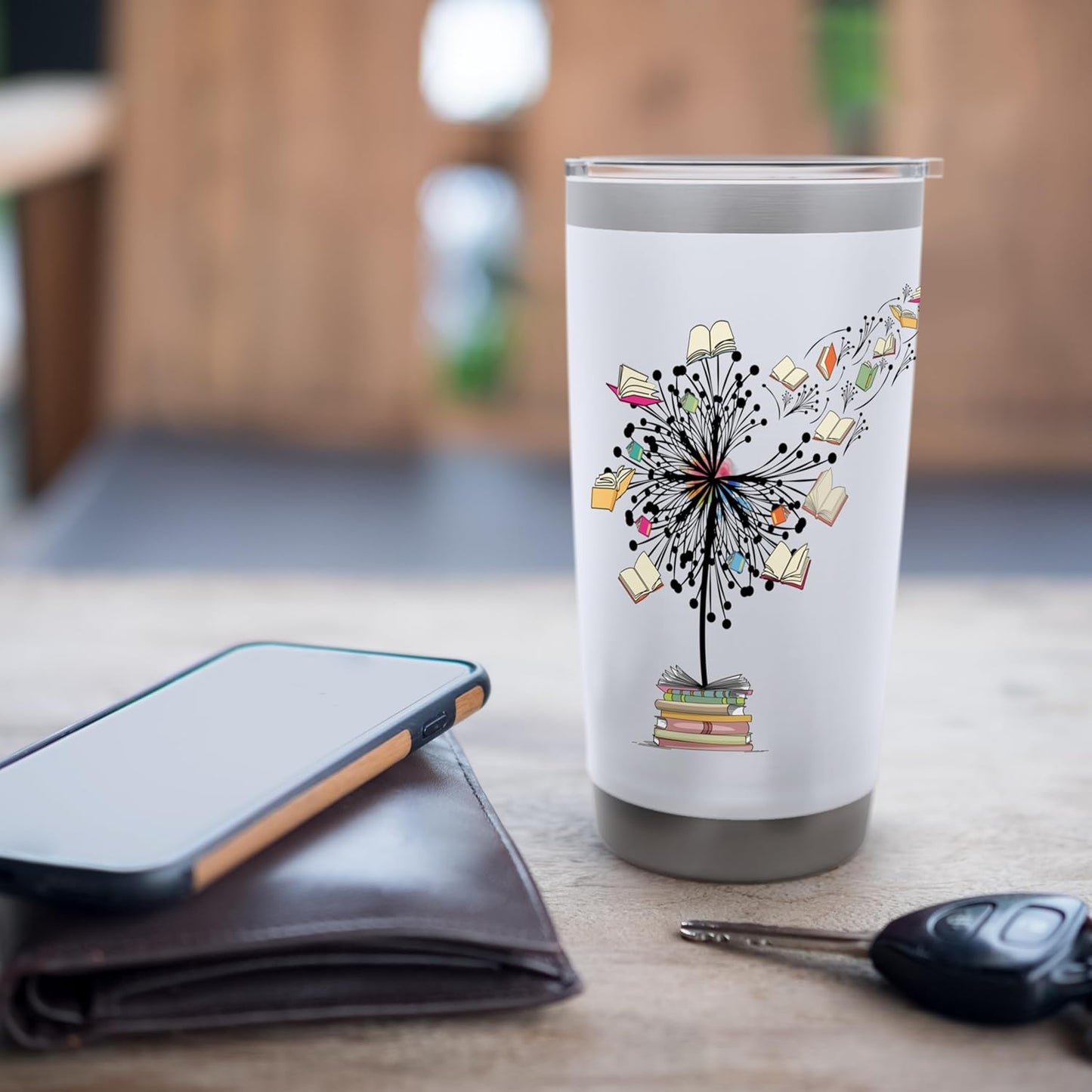 Womens Dandelion Funny Floral Book Reading Lovers Graphics Stainless Steel Insulated Tumbler