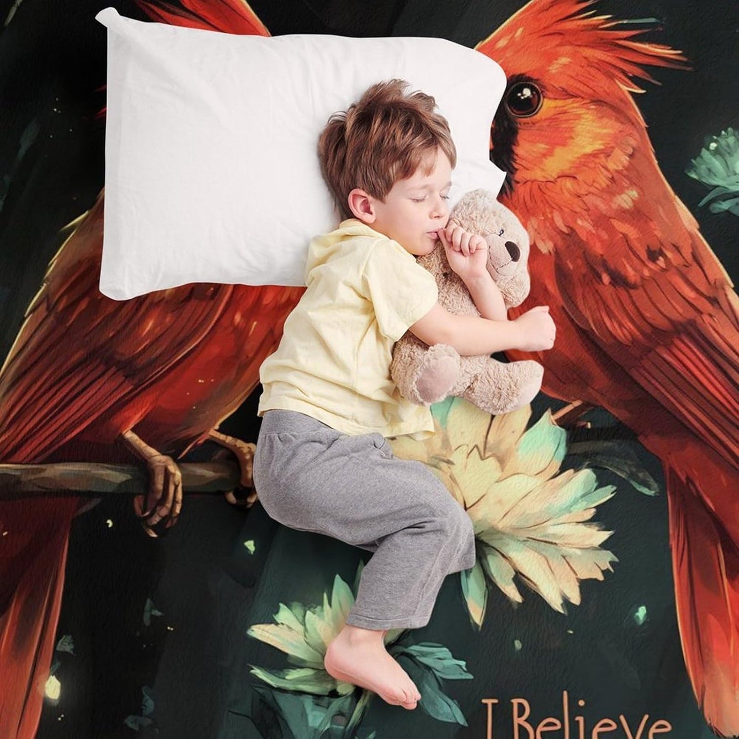 Cardinal Birds Throw Blanket for Couch Bed Plush Cozy Fuzzy Flannel Blanket for All Season 55"x70"
