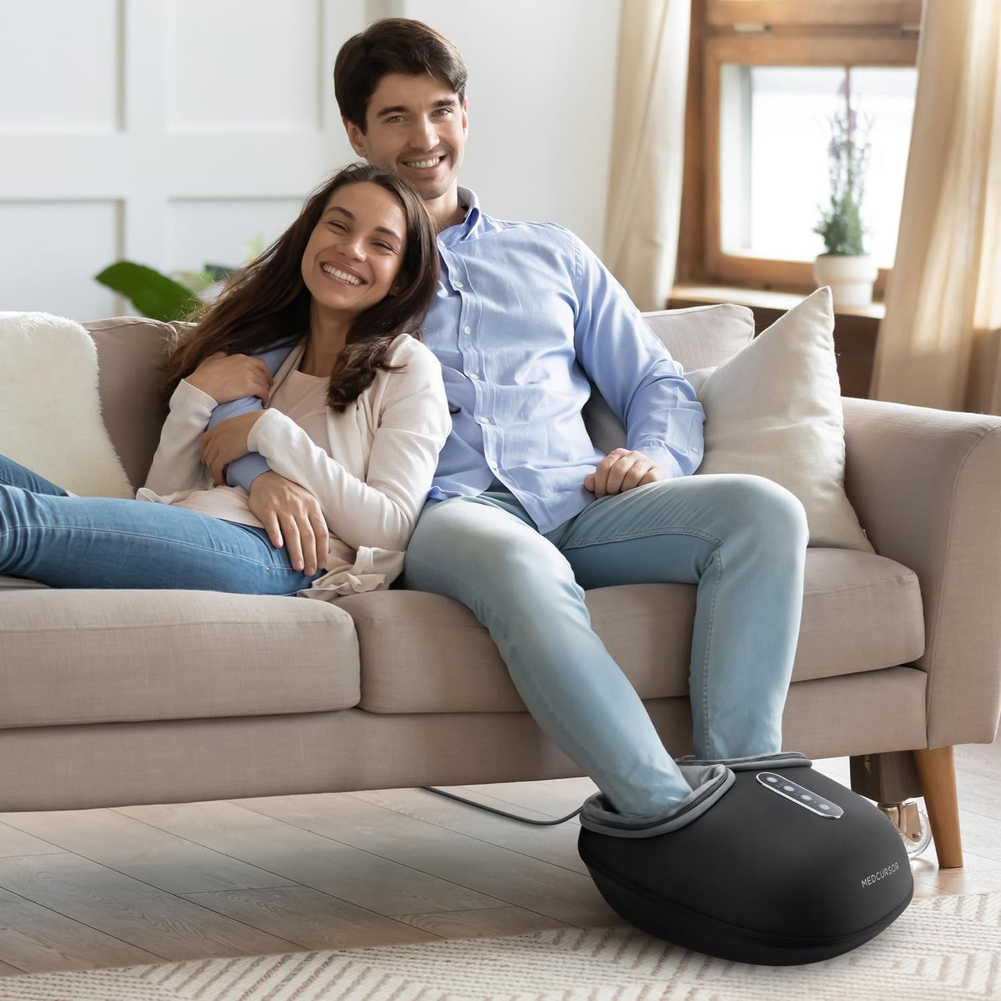 Medcursor Foot Massager with Heat - Shiatsu Feet Massage Machine Delivers Relief for Tired Muscles & Plantar, Deep Kneading Therapy, Multi-Level Settings for Home, Office Use, Size up to 13"