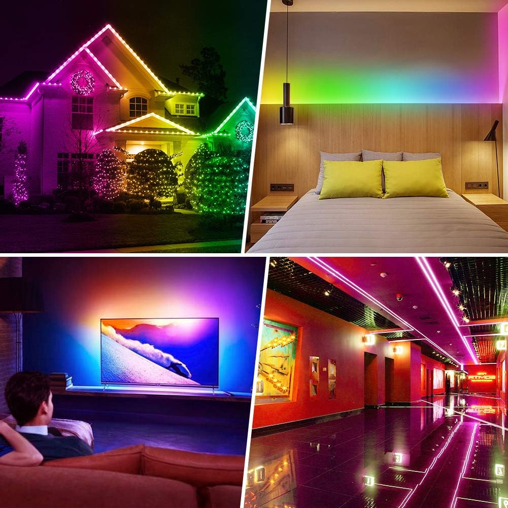 Led Strip Lights Battery Powered RGB 2M 6.56ft Battery Operated Led Battery Lights with 3 Keys Controller Waterproof Battery Led Rope Lights for TV, Bedroom, Mirror, PC, Camping & Home Decoration