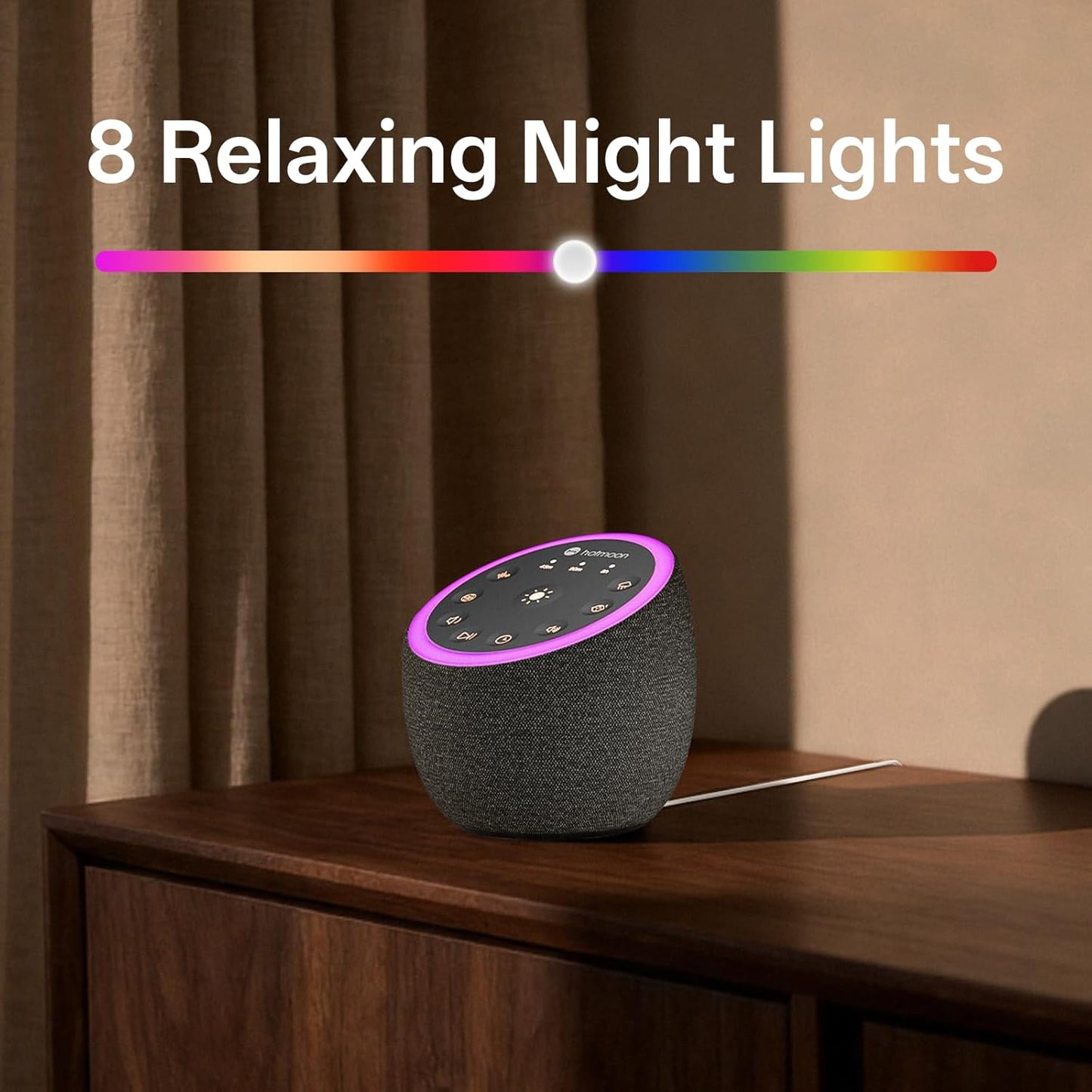 Hotmoon Sound Machine for Sleep, Cocoon 2 White Noise Sound Machine with 40 Relaxing Sounds, Dual-Speaker & Timer, 8 Night Light, Pink Brown Green Noise for Sleeping Adults, Office Privacy, Plug-in