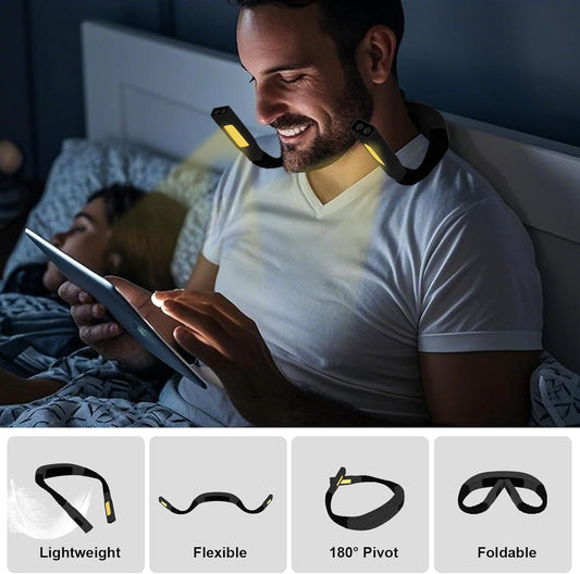 Neck Reading Light Black LED Brightness Rechargeable 10-80Hrs Bendable Book Lamp for Reading in Bed Knitting Camping Repairing Reading Lovers Gifts