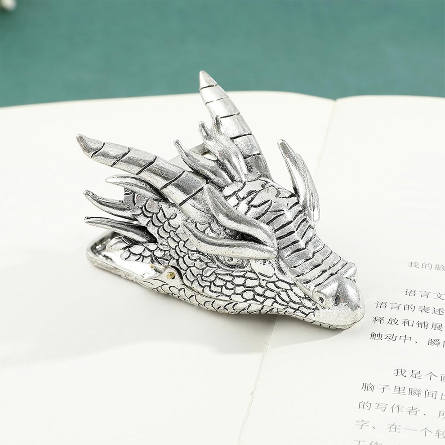 Retro Dragon Head Bookmark – Page Holder- Reading Note Paper Clip for Home School Office – Gift for Teachers Clerks Students and Book Lovers (Silver)