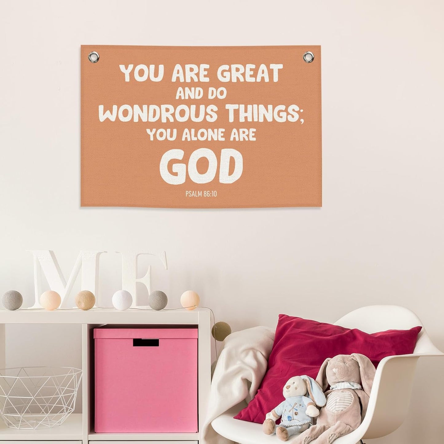 Christian Kids Banner Canvas, Scripture You Alone Are God Toddler Room Decor, Positive Bible Verse Hanging Flag Sign, Nursery Boho Wall Tapestry Art for Playroom Bedroom Classroom 20x30in