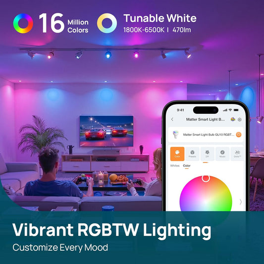 Linkind GU10 Smart Light Bulbs, 40W 470LM Color Changing Light Bulbs, Works with Alexa, Warm&Daylight White(1800K-6500K), 2.4GHZ WiFi Only, 2Pack