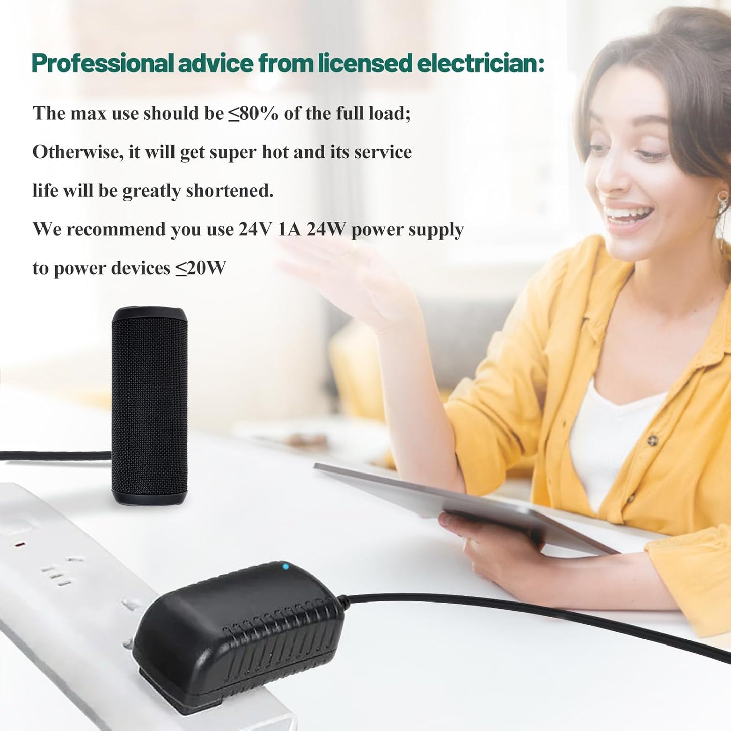 24V 1A Power Supply AC Adapter 100-240V AC to DC Converter 24 Volt 1 Amp 1000mA Switching Power Adapter 5.5x2.5/2.1mm Plug for LED Strip Light CCTV Camera
