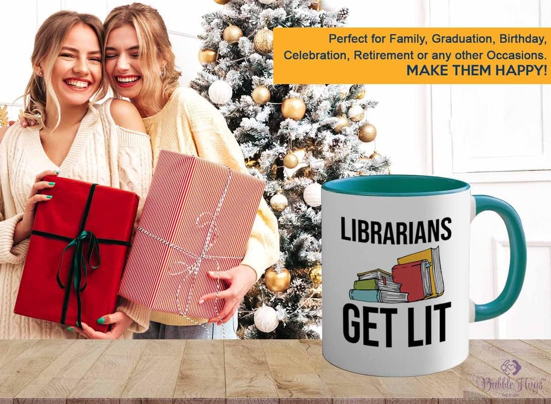 Book Lover 2Tone Green Mug 11oz - Librarians get lit - Gifts for Book Club Readers Book Nerd Librarians Book Worm Bookish