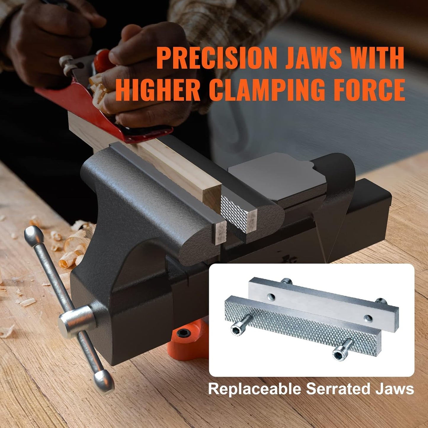 VEVOR Bench Vise, 6-inch Jaw Width 5.9-inch Jaw Opening, 360-Degree Swivel Locking Base Multipurpose Vise w/Anvil, Heavy Duty Ductile Iron Workbench Vise w/Bolts & Nuts, for Drilling, Pipe Cutting