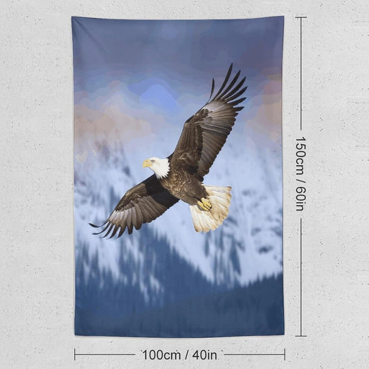 FodPand Bald Eagle Flying Tapestry Anti-fading Wall Tapestry with Installation Kit Backdrop Banner Multipurpose Aesthetic Tapestries Boho Wall Art Hanging Decorative Blanket 40"x60"