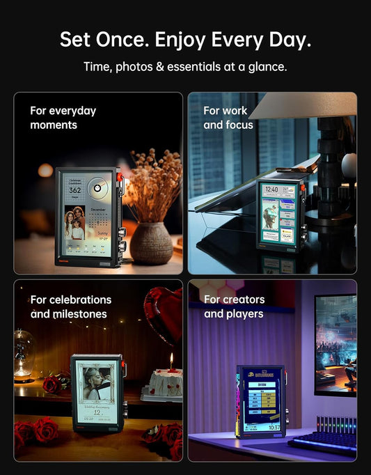 Divoom TimesFrame – 10.1" WiFi 6 Digital Picture Frame & Smart Desk Display, No Subscription | 64GB | Send Photos, Videos & AI Styles + Live Widgets (Weather, Calendar, etc)–Perfect Personalized Gift