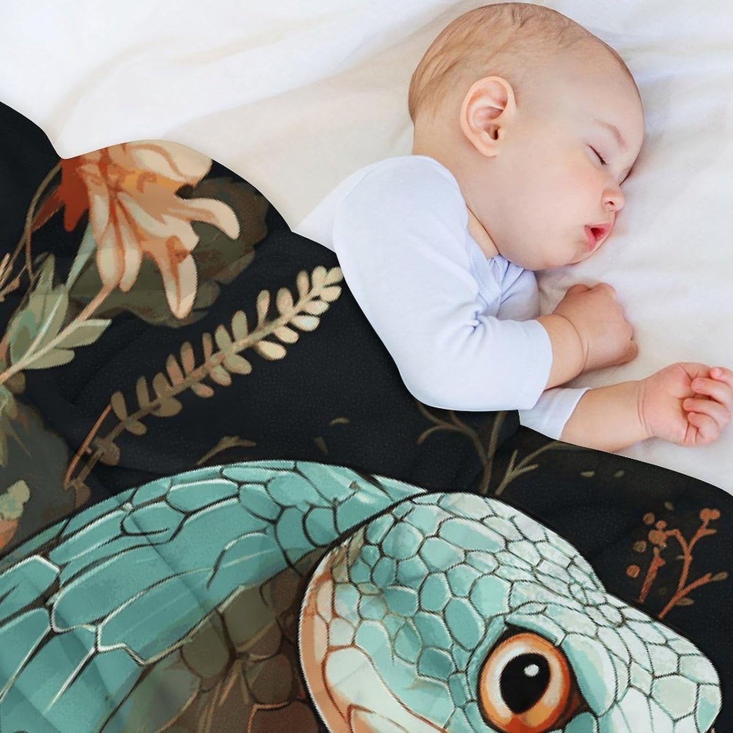 Snake and Flower Blanket Super Soft Lightweight Throw Blanket Cute Cozy Warm Bed Blanket Decorative Fuzzy Blanket All-Season Home Decor Gift for Sofa Couch Living Room 60"*80"(150 * 200cm)