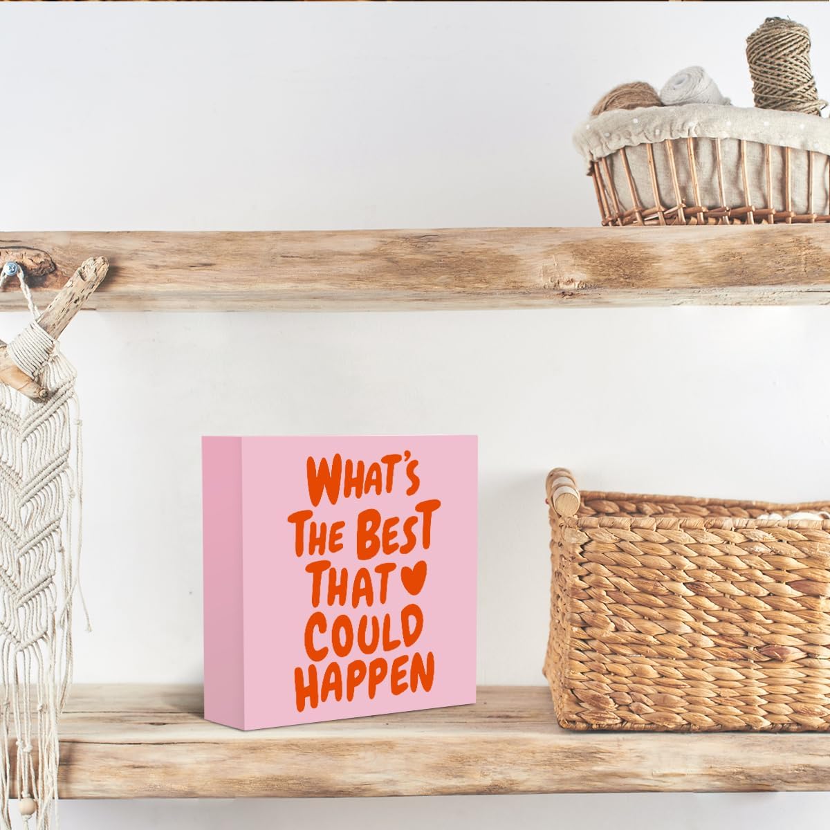 Pink Preppy Wooden Box Sign Inspirational Positive Affirmations Aesthetic Decorative signs, Wood Box Sign Preppy Stuff Classroom Bedroom Girls Room Home Decor Wall Art Christmas Birthday Gifts