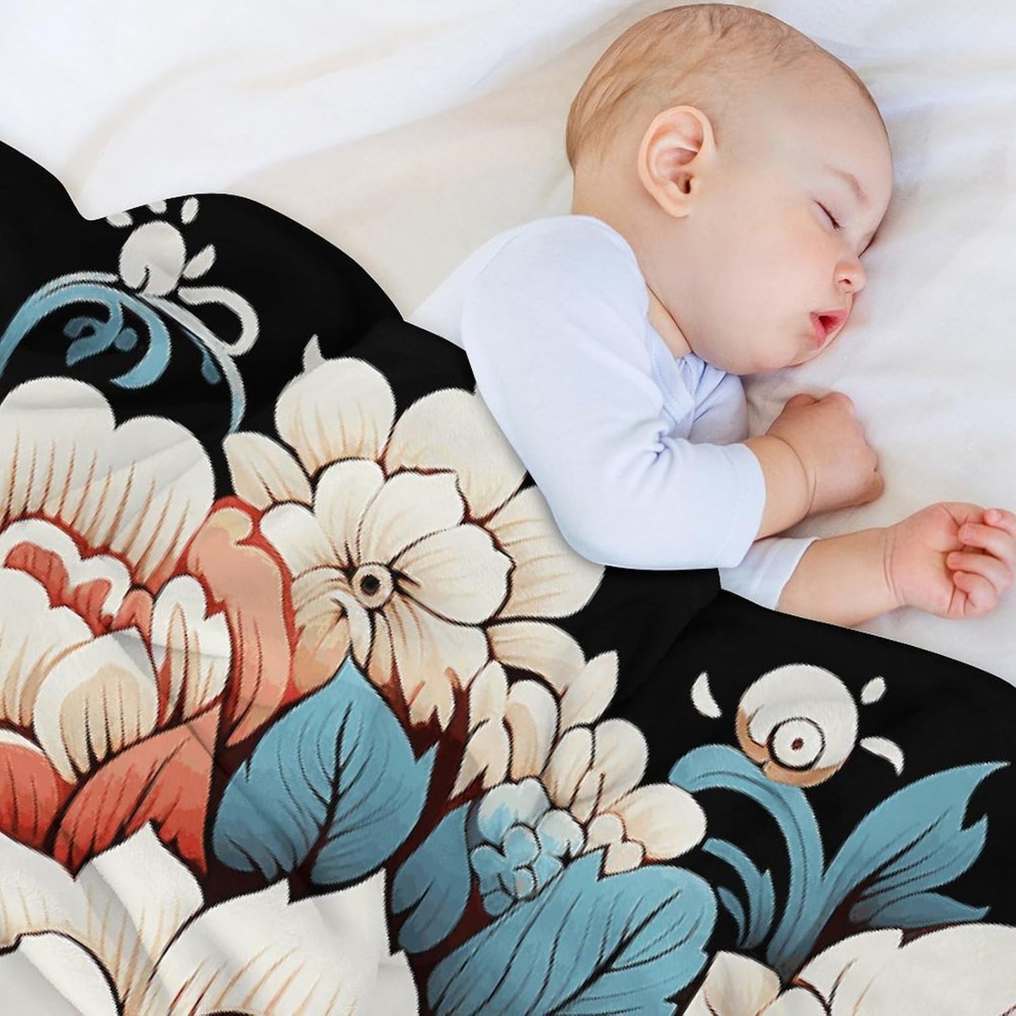 Floral Print Throw Blanket for Couch Super Soft Warm Lightweight Throw Blankets Cozy Flannel Bed Blanket Cute Decorative Blankets for All Seasons Home Decor Gift 60"*80"(150 * 200cm)