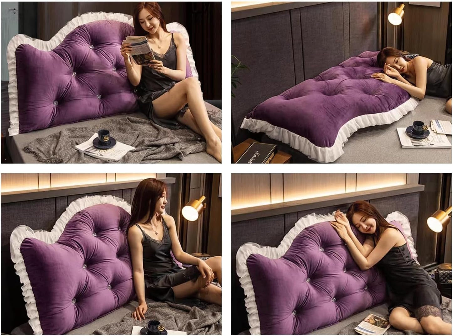 Large Headboard Backrest Reading Pillow Positioning Support Wedge Pillow for Bed Bolster Sofa Removable(Size:79"/200cm,Color:C)
