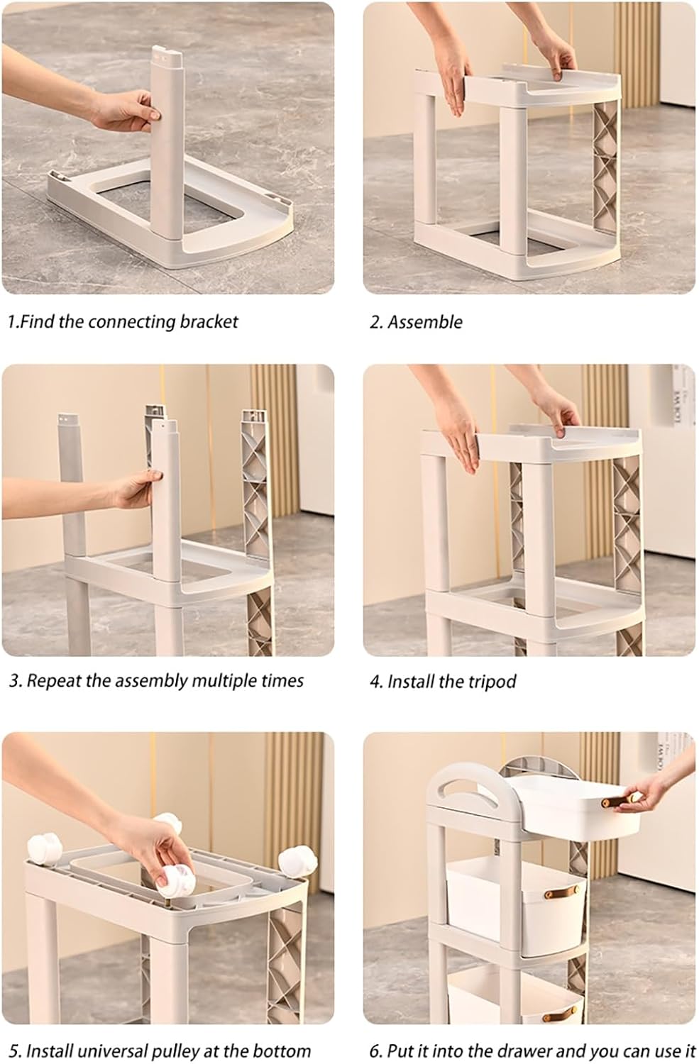 Mobile Bookshelf with Wheels Bookshelf with Wheels 3 Tier Modern Narrow Bookcase Removable Movable Unique Bookcase Small Bookshelf for Small Spaces Living Room Bedroom Study (Size : Two floors)