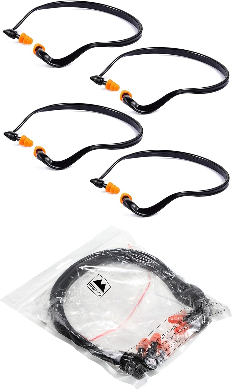BBTO Banded Earplugs for Shooting Range Band Ear Plugs Lightweight Silicone Earplugs for Hearing Protection, Noise Reduction, Work, Construction, Sleeping, Concerts, Sports Racing(Orange,4 Pcs)