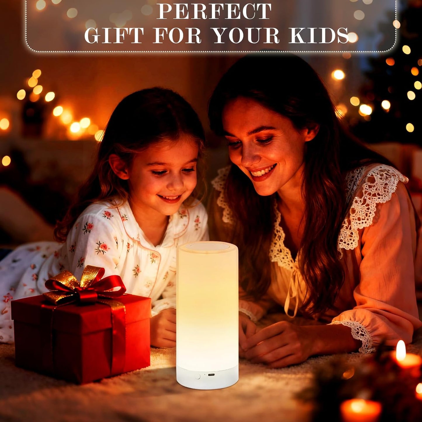 Table Lamp, Touch Sensor Bedside Lamps, Dimmable Warm White Light & Color Changing RGB for Kids Room,Living Room,Camping