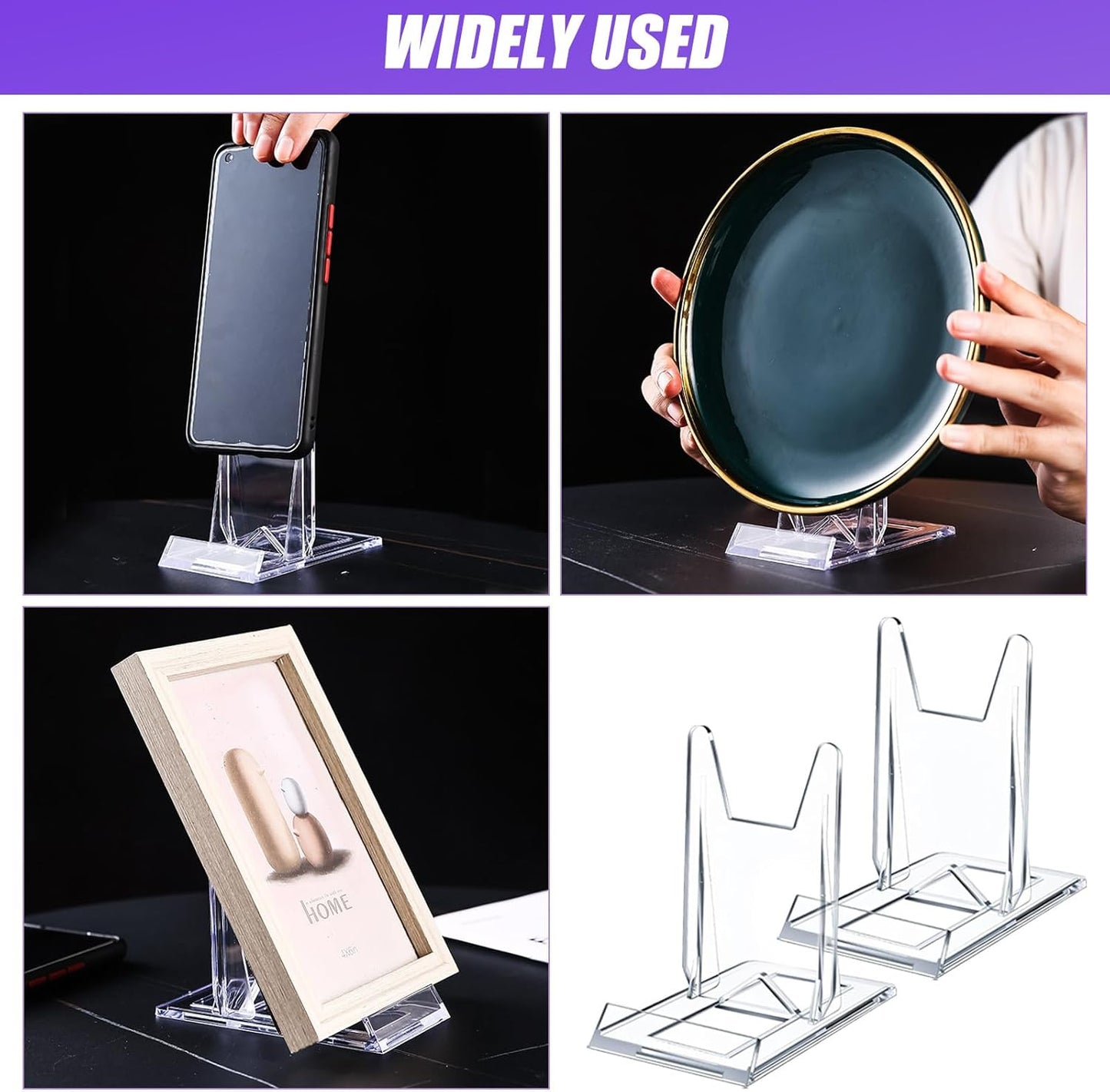 10 Pack Acrylic Book Stand, Clear Adjustable Display Holder Easel for Comic Books, Magazines, Photos, Artworks – Multi-Purpose Shelf Decor for Home Office, Cookbooks, Collectibles