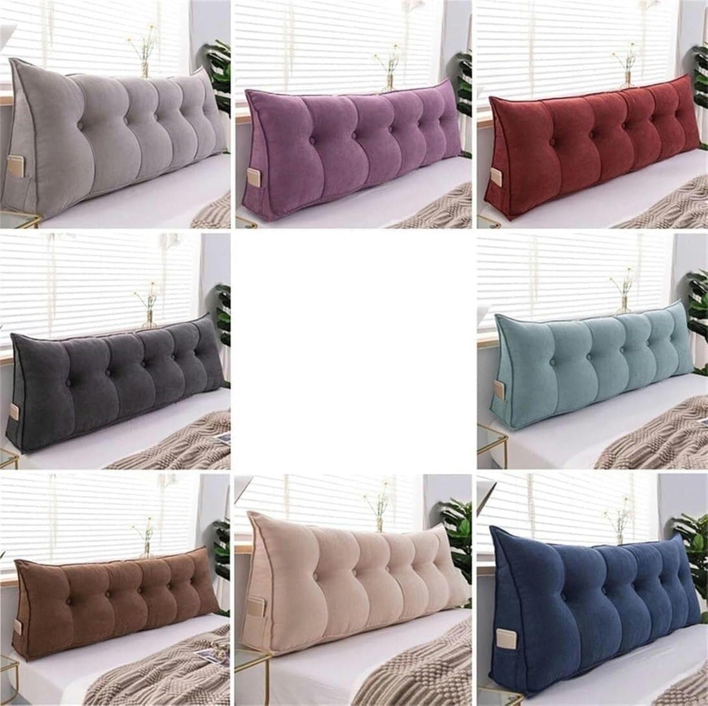 Large Triangular Headboard Pillow, Triangular Headboard Cushion, Bed/Sofa Support Rest Reading Pillow for Day Bed Office Lumbar Cushion with Removable Dimple