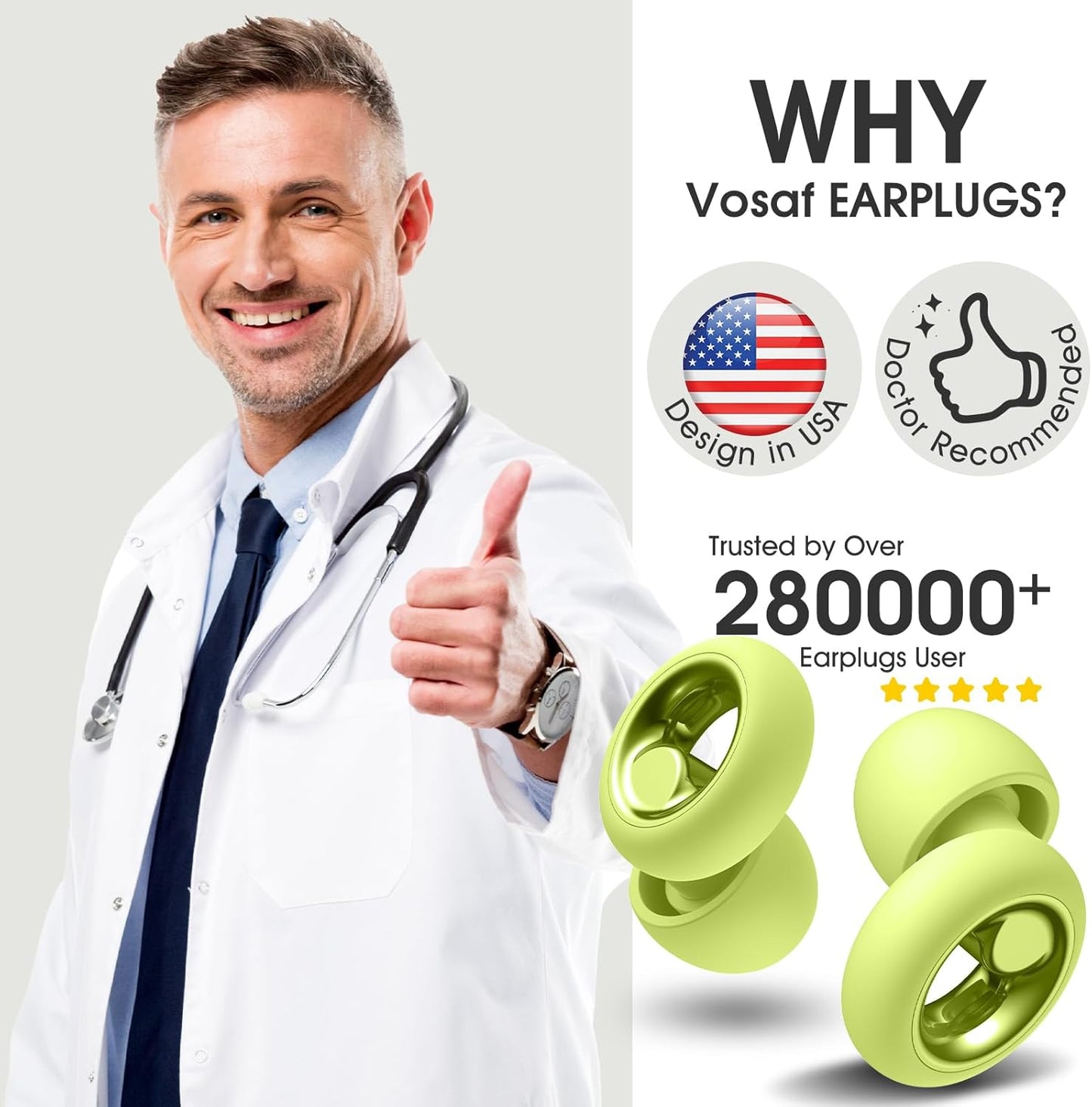 Ear Plugs for Sleeping Noise Cancelling, Soft Ear Plugs for Sleeping, 45dB Reusable for Noise Reduction with 8 Ear Tips, Silicone Hearing Protection Earplugs for Concert, Work(Lemon Lime)