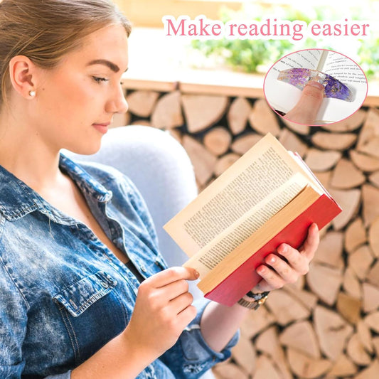 4 PCS Thumb Book Page Holder Dried Flower Book Page Holder Transparent Bookmark Thumb Bookpage Holders Spreader Homemade Books Accessories for Bookworms Teachers Students Reading Lovers