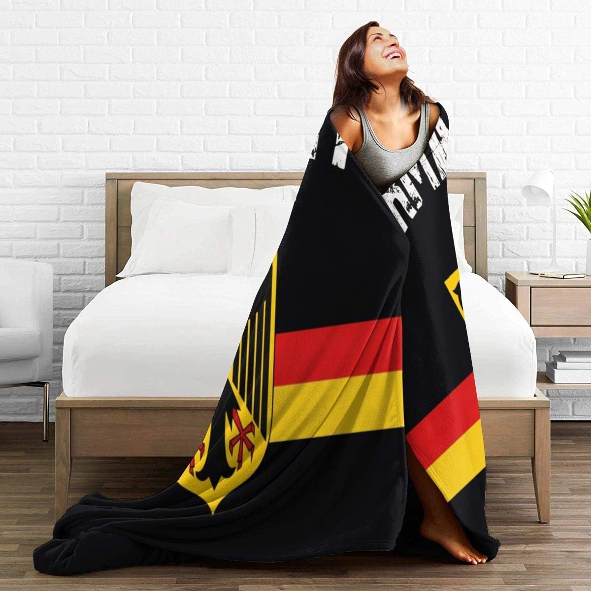 LuckyLou German Flag Eagle Flannel Fleece Throw - Ultra Soft Cozy Warm Microfleece Blanket for Home (3 Sizes)