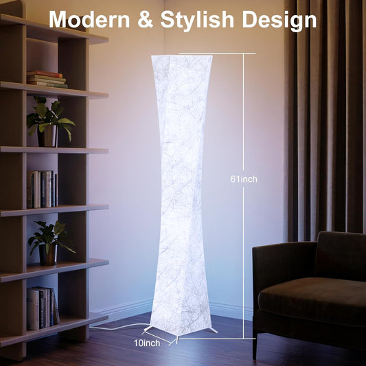 WORLD WIN LED Floor Lamp for Living Room, 61'' Modern Floor Lamp with 3 Color Temperature Light, APP & Remote Control, Timer Setting, Dimmable Standing Corner Lamps for Bedroom, Office