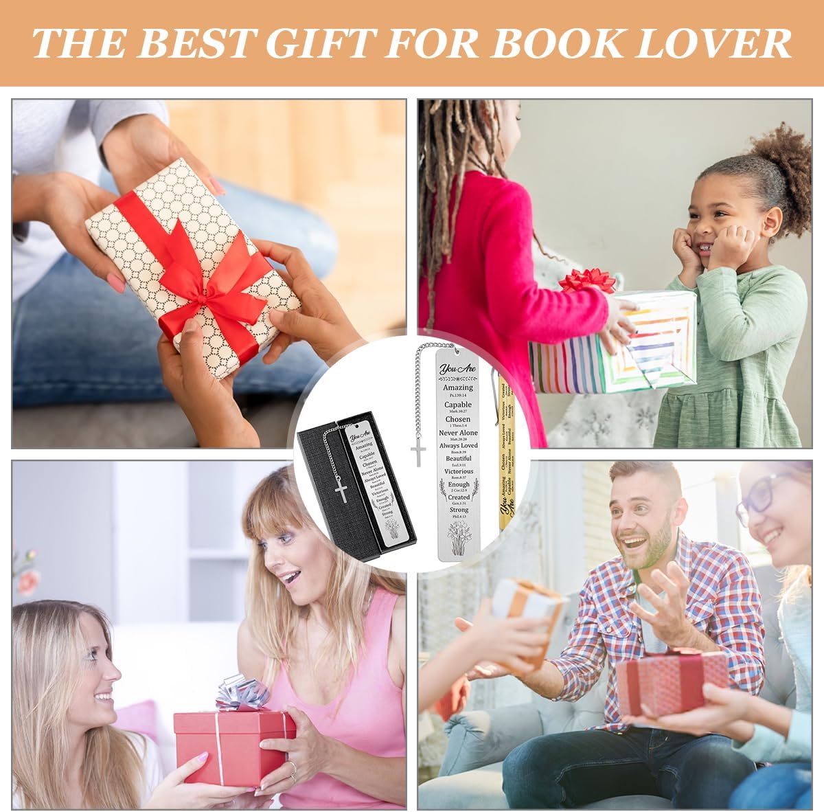 Christian Bible Bookmark with Pen – Religious Metal Bookmark for Women, Inspirational Scripture Gifts, Confirmation Baptism Birthday Gift for Teen Girls, Church Gifts for Her