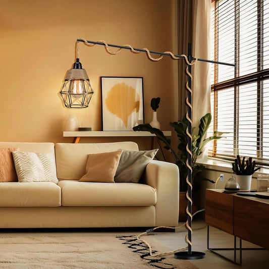 Plug in Pendant Light, Industrial Hanging Light with Plug in Cord, Hemp Rope On/Off Switch Farmhouse Pendant Light, Hanging Lamps for Dining Room