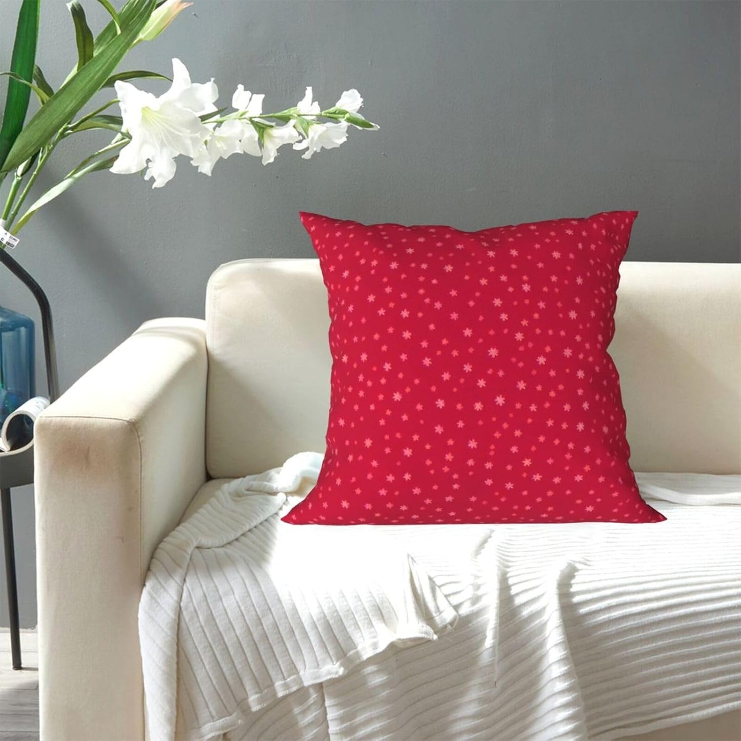 All-Season Square Pillow Covers 18"X18", Xmas Snowflake, Decorative Throw Pillow Covers for Sofa Bed Couch, Hidden Zipper Cushion Cover, Square Lumbar & Accent Pillowcases for Home Decor