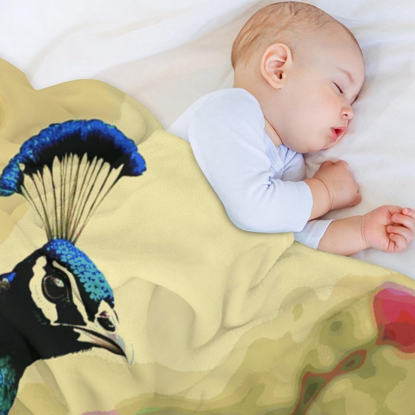 Peacock Flowers Blanket Super Soft Lightweight Throw Blanket Cute Cozy Warm Bed Blanket Decorative Fuzzy Blanket All-Season Home Decor Gift for Sofa Couch Living Room 50"*60"(130 * 150cm)