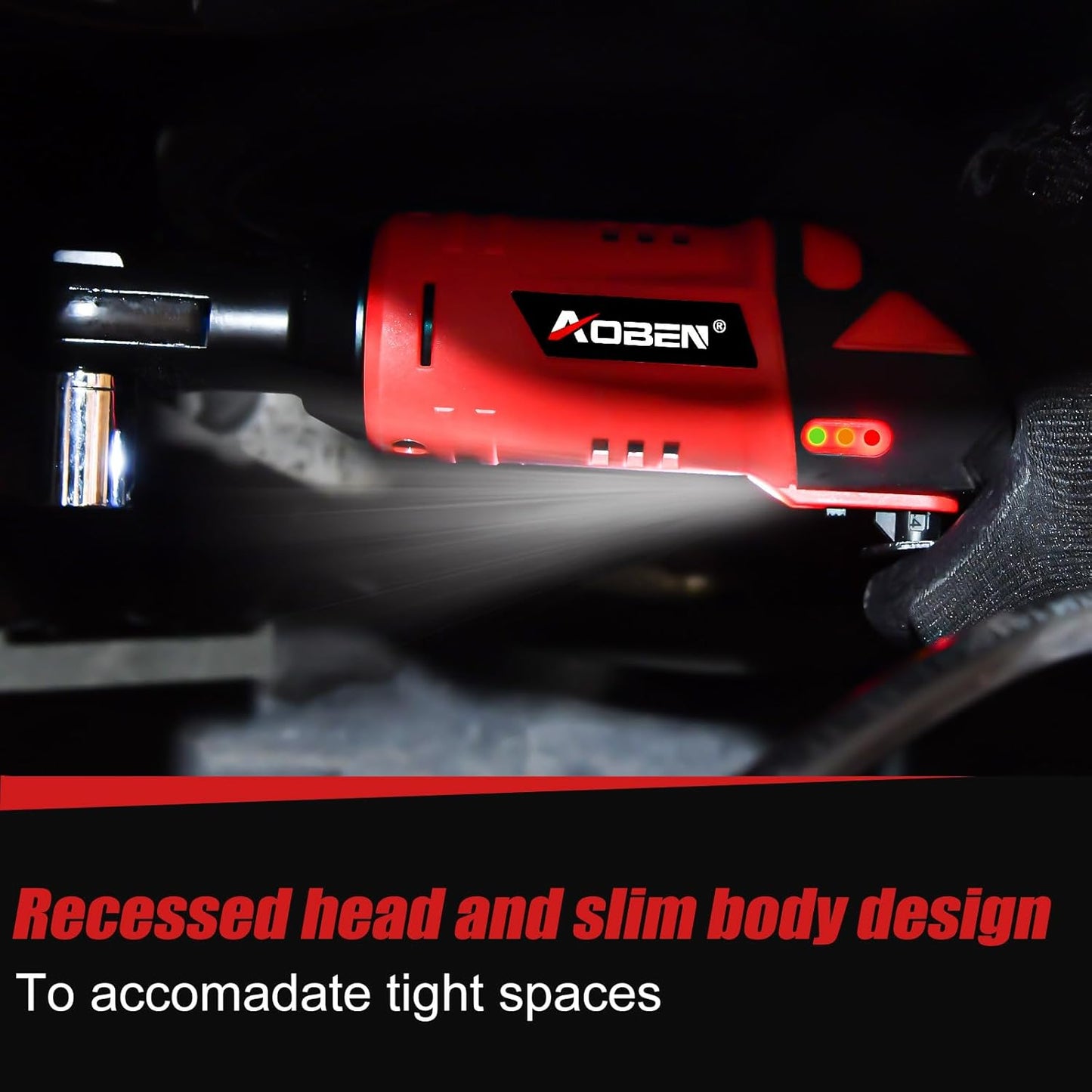 AOBEN Cordless Ratchet Wrench Kit,3/8" ratchet,40 Ft-lbs Electric Power Ratchet Set with Variable Speed Trigger,2 Packs 2000mAh Lithium-Ion Battery And Charger,83 Sockets