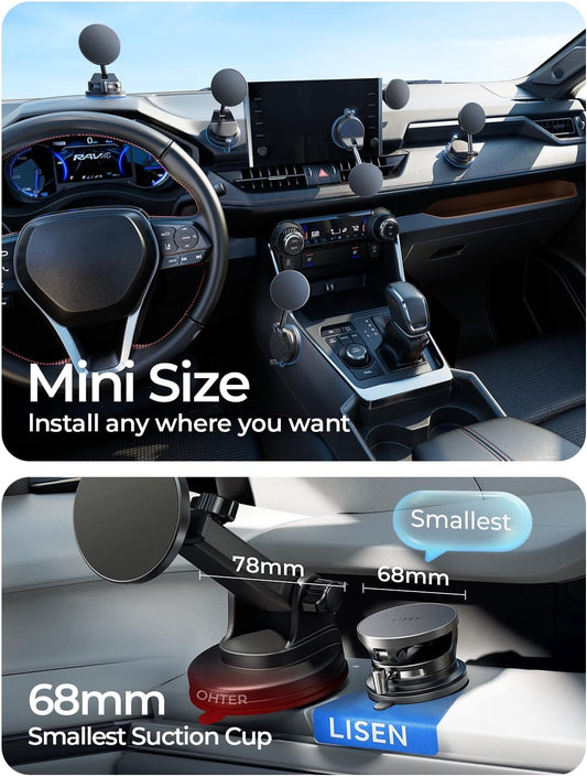 LISEN 15W Magsafe Car Mount Charger, Suction Cup Phone Mount, Magnetic Wireless Car Charger, Vacuum Magnetic Phone Holder Car Mount for iPhone 17 Pro Max 16 15 14 13 12, Samsung S26/S25, Pixel 10 Pro