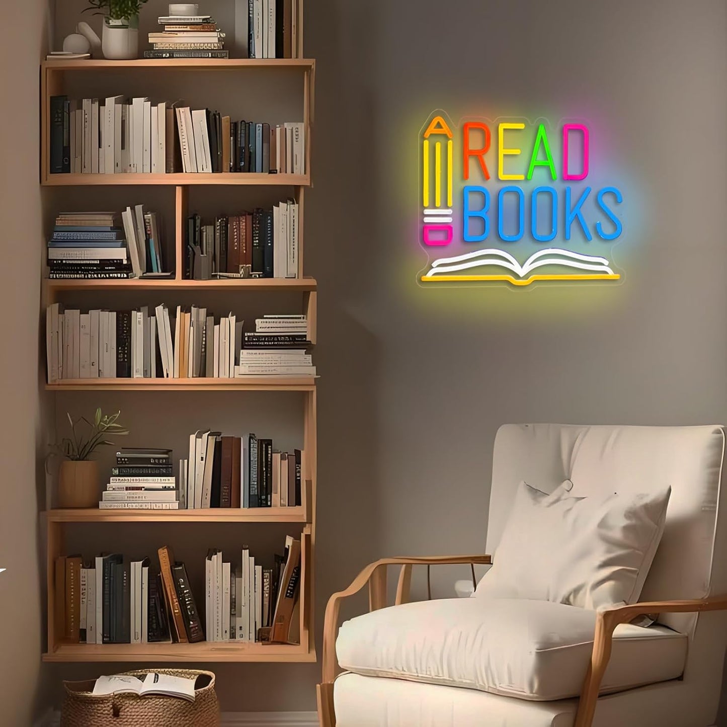 Read Books Neon Sign Read More Books Neon Signs for Wall Decor Pencil and Book USB Dimmable LED Lights for Student Suitable for Classroom Bookstore Library Museum Study Room Gift for Teen Boys Girls Christmas