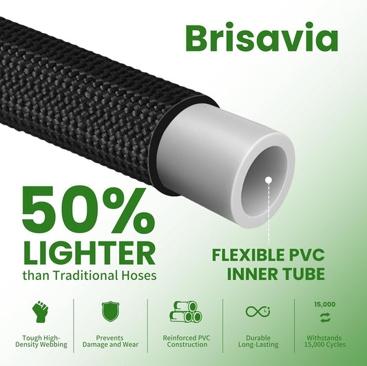 100ft Garden Hose – Lightweight & Flexible Water Hose, Leak-Proof Fabric & Non-Expandable with Shut-Off Valve for Yard, Outdoor Watering, Car Wash & RV