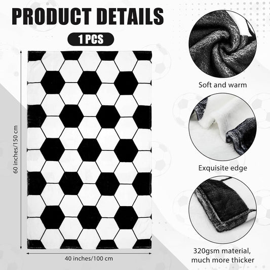 1 Pcs Soccer Flannel Blanket 40"x60" Soccer Fleece Throw Blanket for Teen Team Coach Gifts Ball Themed Accessories Decoration for Sport Lovers Birthday Christmas Adult Gift Favors