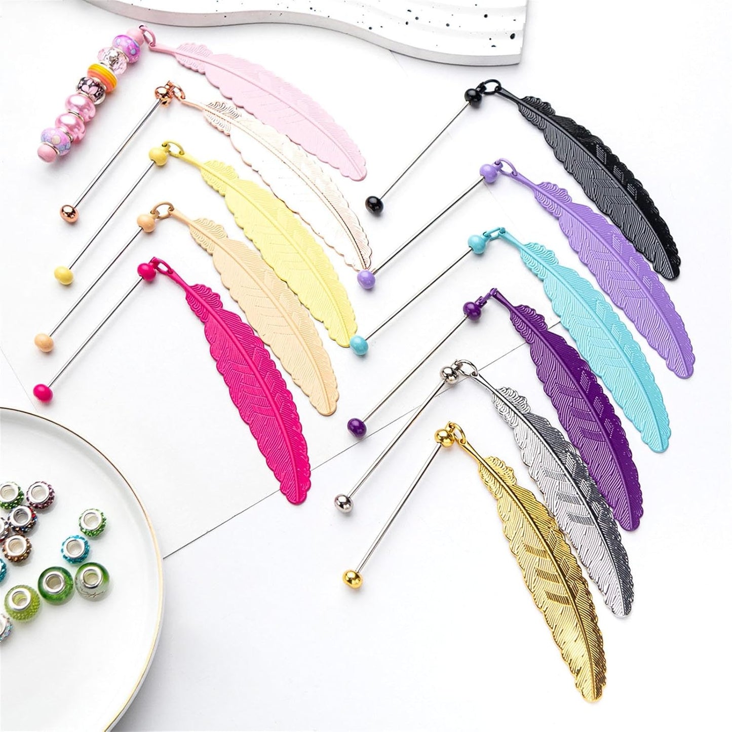 Beadable Bookmarks Metal Book Page Holder with Pendant Reading Book Lover Reader