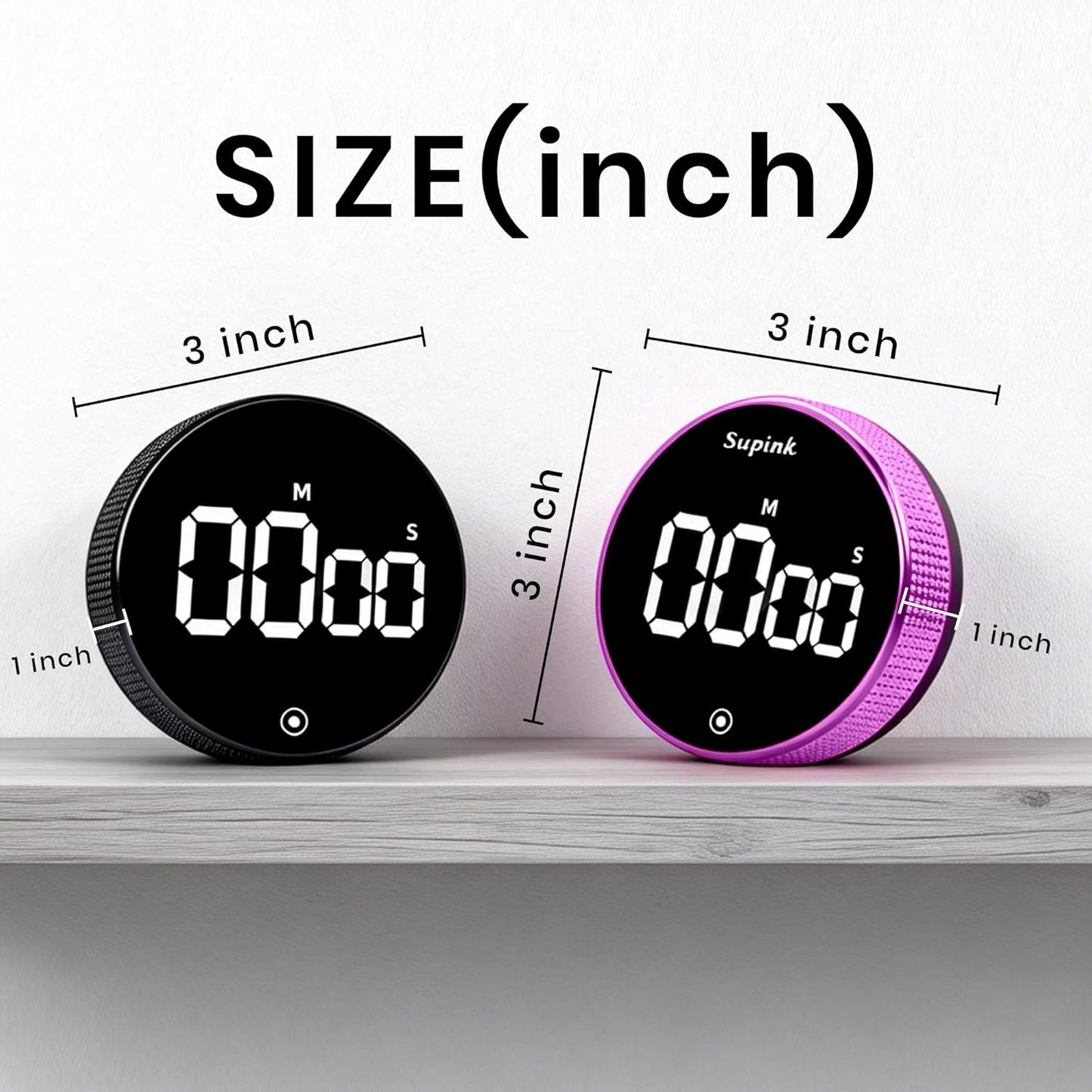 Magnetic Kitchen Timer, Digital Twist Cooking Timer with Large LED Display, Strong Back Magnet, Countdown & Count Up, 3 Adjustable Volume for Kitchen, Study, Classroom, Office (Rose Purple)